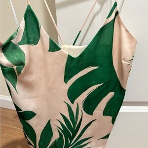 Green Leaf Print Women's Summer Top